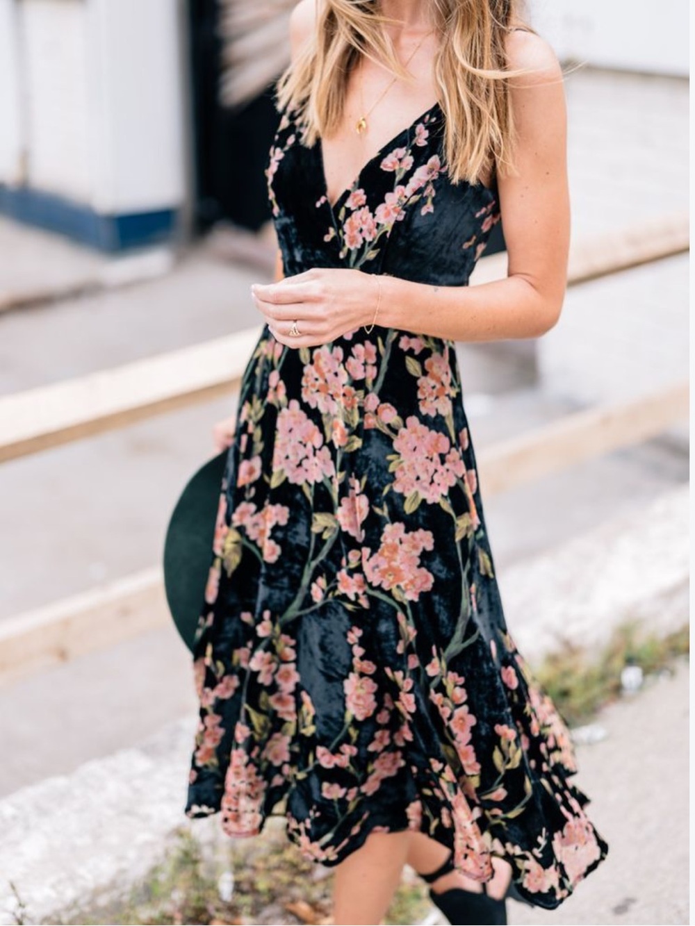 Anthropologie Eri+Ali Kora Velvet Midi Floral Burnout Slip Dress Women's Size 14